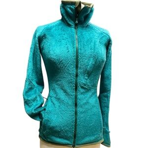 Burton woman’s AK ski zip up extra fury fleece in teal and moss color sz XSMALL